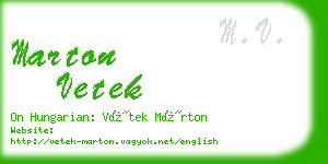 marton vetek business card